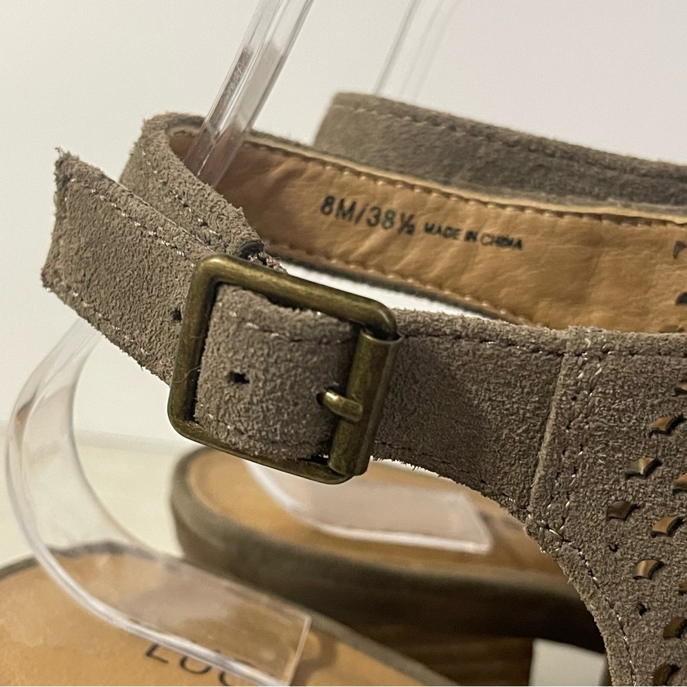 Lucky Brand LP-Bertel Women's 8M Grey Leather Heel Sandals Sling Back Shoes - Picture 3 of 8